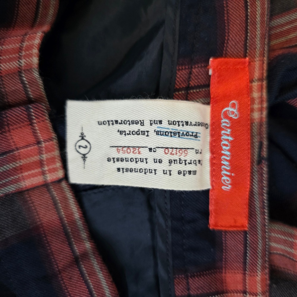 Cartonnier Anthropologie Plaid Ankle Zip Trousers Red Navy Size 2 Tapered Pants - Picture 13 of 16